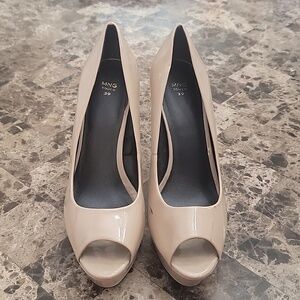 MNG Ladies Nude Peep Toe Heels 8.5